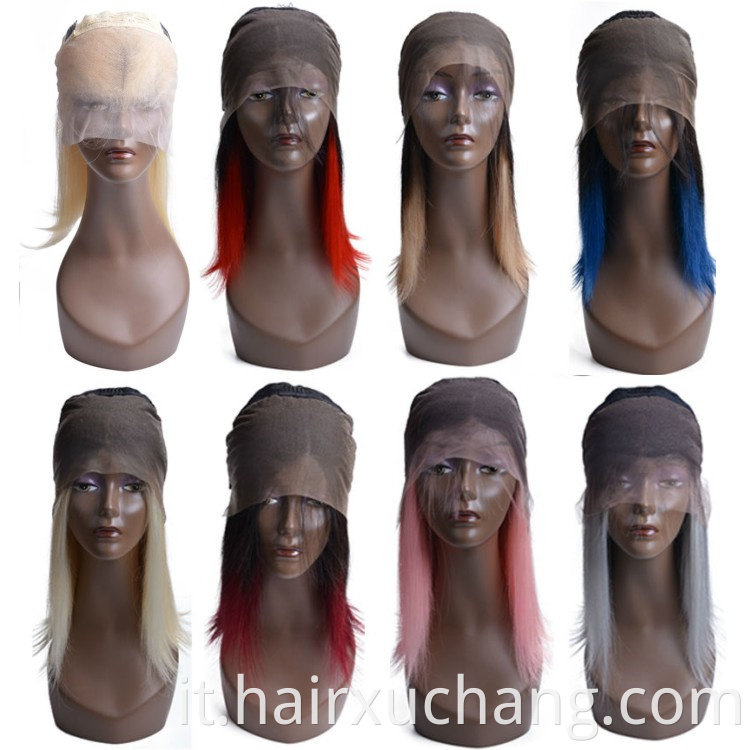 Capelli all'ombre all'ombre brasiliana Brasiliana Wig Wig Short Bob Wigs Color 1B/27 Blu Red 99J Wig anteriore in pizzo